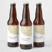 Goud Hand-getrokken Petal Patroon Wedding Bier Etiket (Flessen)