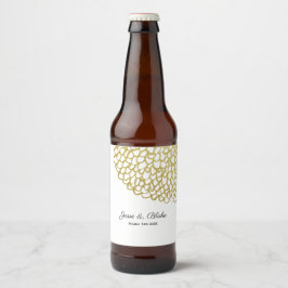 Goud Hand-getrokken Petal Patroon Wedding Bier Etiket