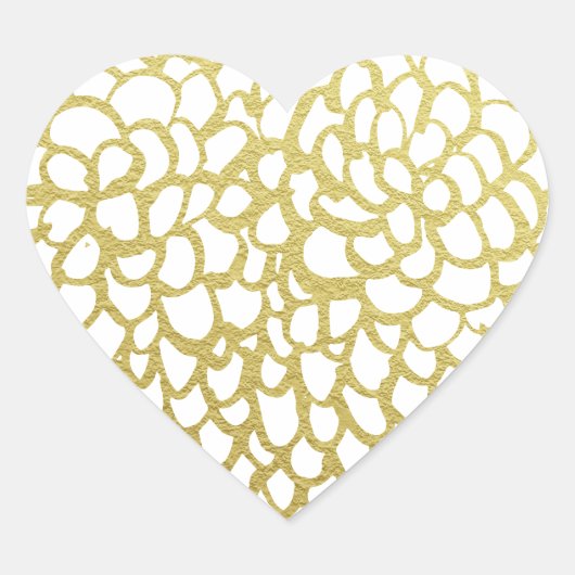 Goud Hand-getrokken Petal Patroon Wedding Hart Sticker (Voorkant)