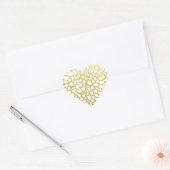Goud Hand-getrokken Petal Patroon Wedding Hart Sticker (Envelop)