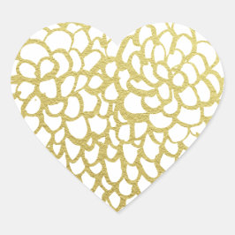 Goud Hand-getrokken Petal Patroon Wedding Hart Sticker