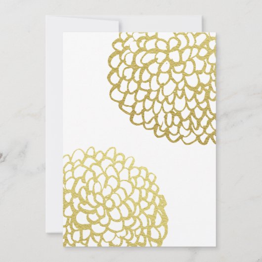 Goud Hand-getrokken Petal Patroon Wedding Kaart (Achterkant)