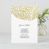 Goud Hand-getrokken Petal Patroon Wedding Kaart (Staand voorkant)