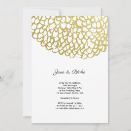 Goud Hand-getrokken Petal Patroon Wedding Kaart