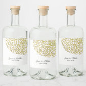 Goud Hand-getrokken Petal Patroon Wedding Likeurfles Etiket (Flessen)