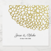 Goud Hand-getrokken Petal Patroon Wedding Likeurfles Etiket (Enkel label)