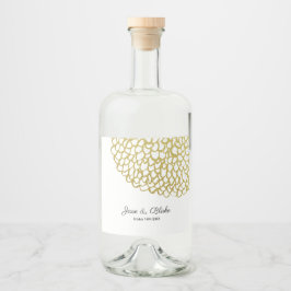 Goud Hand-getrokken Petal Patroon Wedding Likeurfles Etiket