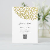 Goud Hand-getrokken Petal Patroon Wedding RSVP Kaartje (Staand voorkant)