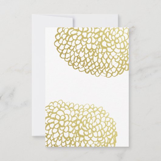 Goud Hand-getrokken Petal Patroon Wedding RSVP Kaartje (Achterkant)
