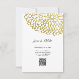 Goud Hand-getrokken Petal Patroon Wedding RSVP Kaartje