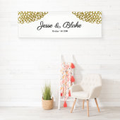 Goud Hand-getrokken Petal Patroon Wedding Spandoek (Insitu)