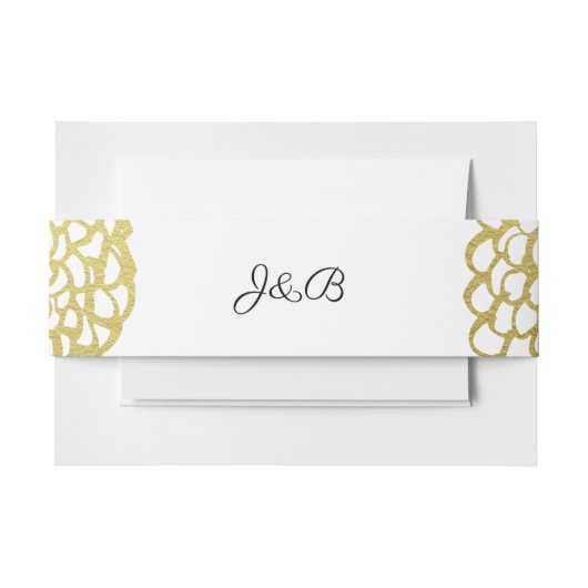 Goud Hand-getrokken Petal Patroon Wedding Uitnodigingen Wikkel (Voorkant Voorbeeld)