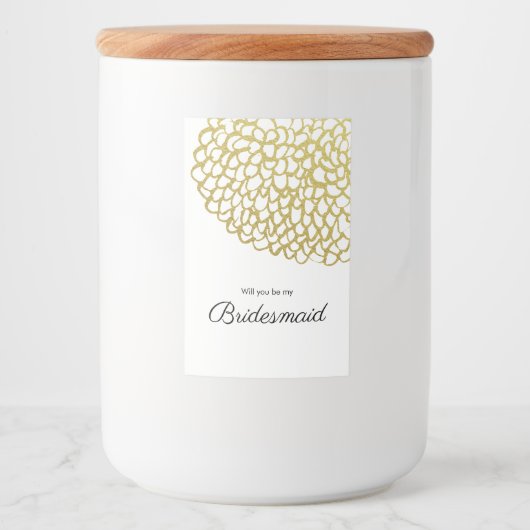 Goud Hand-getrokken Petal Patroon Wedding Voedselcontainer Etiket (Voorkant)