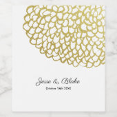 Goud Hand-getrokken Petal Patroon Wedding Wijn Etiket (Enkel label)