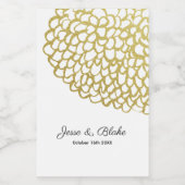 Goud Hand-getrokken Petal Patroon Wedding Wijn Etiket (Enkel label)
