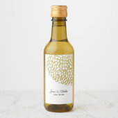 Goud Hand-getrokken Petal Patroon Wedding Wijn Etiket (Voorkant)