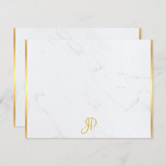 Goud Handgeschreven Monogram Marmeren Sjabloon Ele (Voorkant / Achterkant)