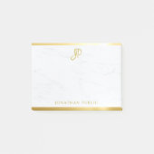 Goud Handgeschreven Monogram Marmeren Sjabloon Post-it® Notes (Voorkant)