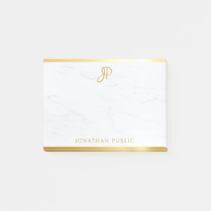 Goud Handgeschreven Monogram Marmeren Sjabloon Post-it® Notes