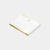 Goud Handgeschreven Monogram Marmeren Sjabloon Post-it® Notes (Schuin)