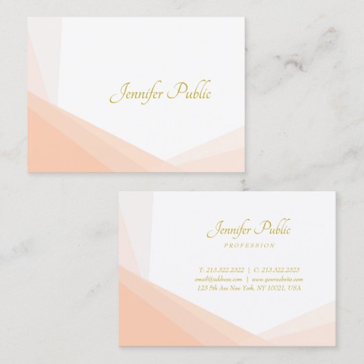 Goud Handgeschreven Naam Elegant Modern Trendy Visitekaartje (Voorkant / Achterkant)