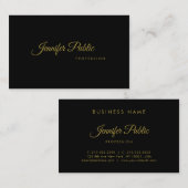Goud handgeschreven script elegant stijlvol zwart, visitekaartje (Voorkant / Achterkant)