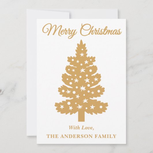 Goud handgeschreven script kerstboom feestdagenkaart (Voorkant)