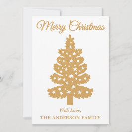 Goud handgeschreven script kerstboom feestdagenkaart