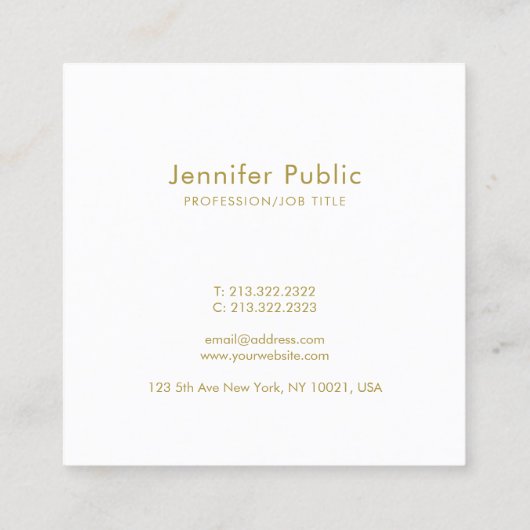 Goud handgeschreven script legant minimalist rendy vierkante visitekaartje (Achterkant)