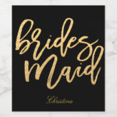Goud handschrift - bruidsmeisje wijn etiket (Enkel label)