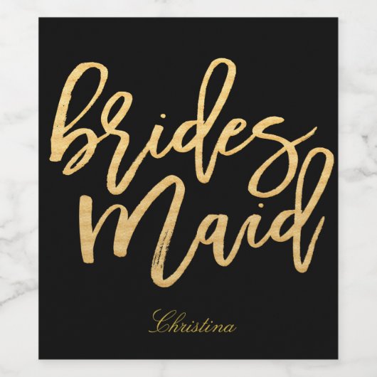 Goud handschrift - bruidsmeisje wijn etiket (Enkel label)