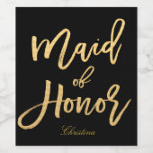 Goud handschrift - dienstmeisje wijn etiket (Enkel label)