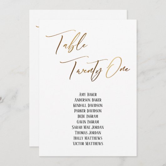 Goud handschrift Tabel 21 Zitplaatje (Voorkant / Achterkant)