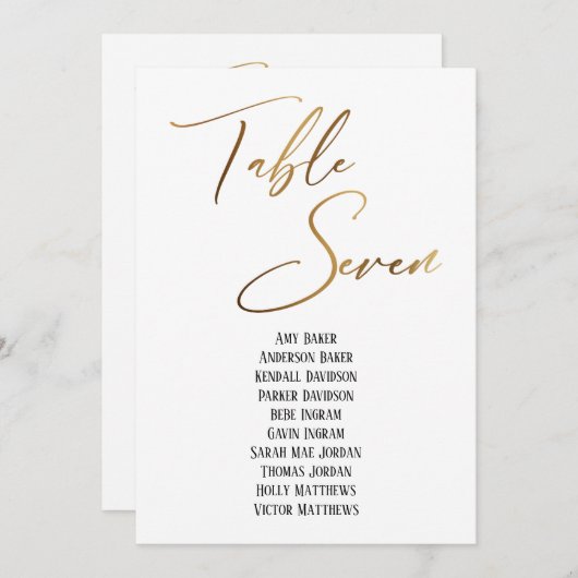 Goud handschrift Tabel 7 Zitplaatje (Voorkant / Achterkant)