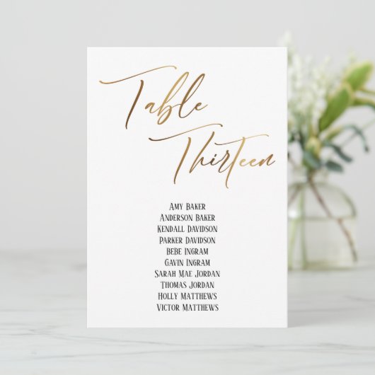 Goud handschrift Tabel Dertien zetels (Staand voorkant)