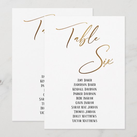 Goud handschrift Tabel Zes Zitkuur (Voorkant / Achterkant)