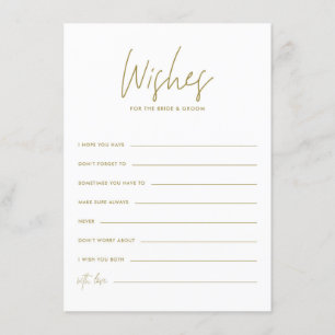 Goud handschrift wenst Bride en Groom Informatiekaartje