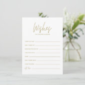 Goud handschrift wenst Bride en Groom Informatiekaartje (Staand voorkant)