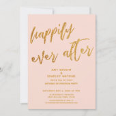 Goud Happily Ever After Blush Bruiloftsreceptie Kaart (Voorkant)