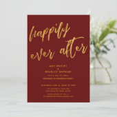 Goud Happily Ever After Bordeauxrood Bruiloftsfees Kaart (Staand voorkant)