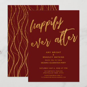 Goud Happily Ever After Bourgondië Trouwreceptie Kaart