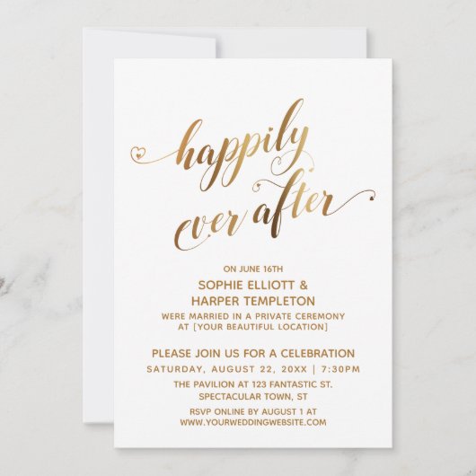 Goud Happily Ever After Bruiloft na viering Kaart (Voorkant)