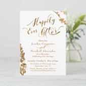 Goud Happily Ever After met Botanicals op Wit Kaart (Staand voorkant)