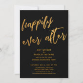 Goud Happily Ever After Zwarte Bruiloftsreceptie Kaart (Voorkant)