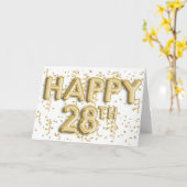 Goud Happy 28th Birthday Kaart (Gele Bloem)