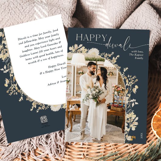 Goud Happy Diwali Fotokaarten Feestdagenkaart