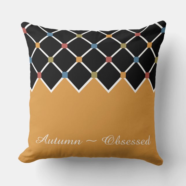 Goud Harlequin Patroon Herfst Kussen (Voorkant)