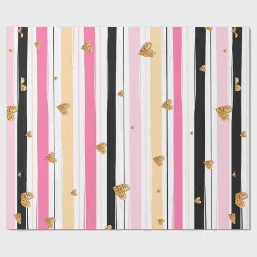 Goud hars kleurrijk handgemaakt strepenpatroon 2 cadeaupapier (Vlak)