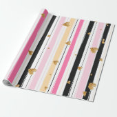 Goud hars kleurrijk handgemaakt strepenpatroon 2 cadeaupapier (Uitgerold)