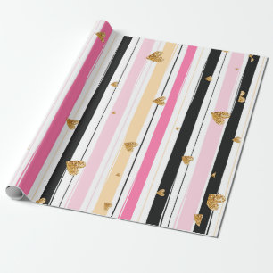 Goud hars kleurrijk handgemaakt strepenpatroon 2 cadeaupapier